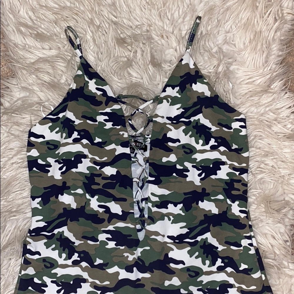 Fashion Nova Camo Bodysuit NWOT